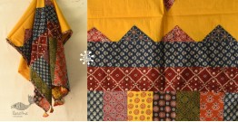 Applique & Embroidered Cotton Yellow Dupatta