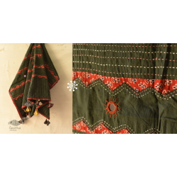 Embroidery & Patch Work - Cotton Dupatta ~ Green