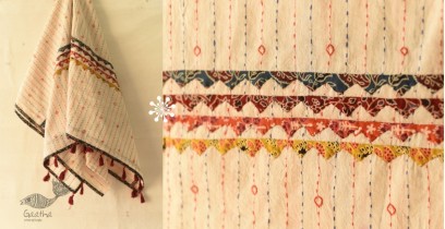 Embroidery & Patch Work - Cotton Off White Dupatta With Black Border