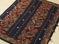 Ajrakh Applique / Patchwork Cotton Saree - Navy Blue