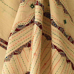 Ajrakh Applique - Embroidered Cotton Dupatta (Two Options)