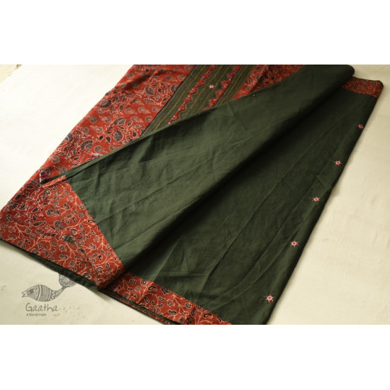 Buy Ajrakh Applique / Patchwork Cotton Saree