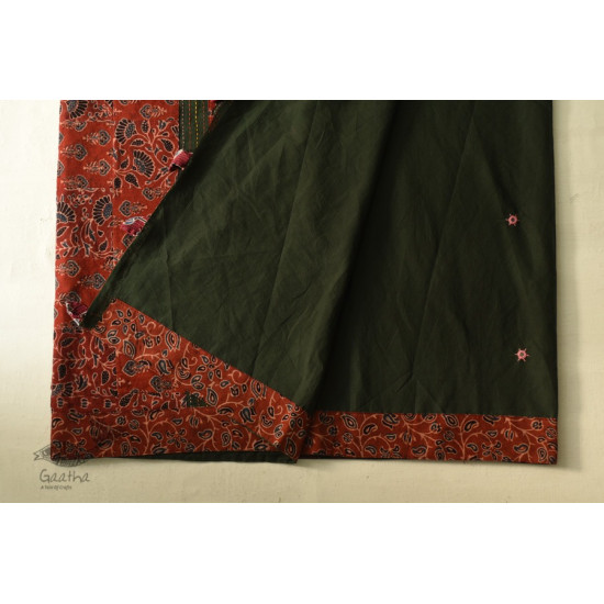 Buy Ajrakh Applique / Patchwork Cotton Saree