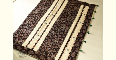 Ajrakh Applique & Embroidered Cotton Saree - Off White