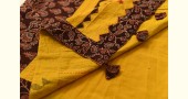 Buy Ajrakh Applique / Patchwork Cotton Turmeric Yellow saree