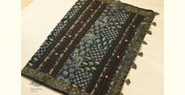 Ajrakh Patchwork & Embroidered Cotton Black Saree