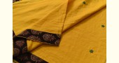 Buy Ajrakh Applique & Mirror Embroidered Cotton Saree - Yellow & Black