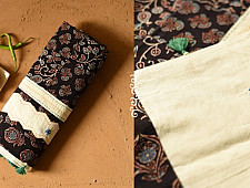 Ajrakh Applique & Embroidered Cotton Saree - Off White