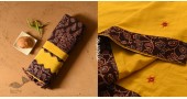 Buy Ajrakh Applique / Patchwork Cotton Turmeric Yellow saree