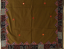 Ajrakh Applique - Embroidered Cotton Dupatta (Two Options) - Brown