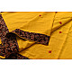 Buy Ajrakh Applique / Patchwork Cotton Turmeric Yellow saree