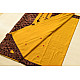 Buy Ajrakh Applique / Patchwork Cotton Turmeric Yellow saree