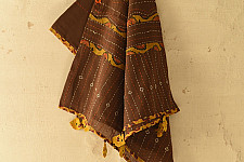 Ajrakh Applique - Embroidered Cotton Dupatta (Two Options) - Brown