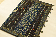 Ajrakh Patchwork & Embroidered Cotton Black Saree