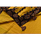 Buy Ajrakh Applique & Mirror Embroidered Cotton Saree - Yellow & Black