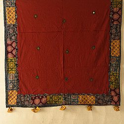 Ajrakh Applique - Embroidered Cotton Dupatta - Red