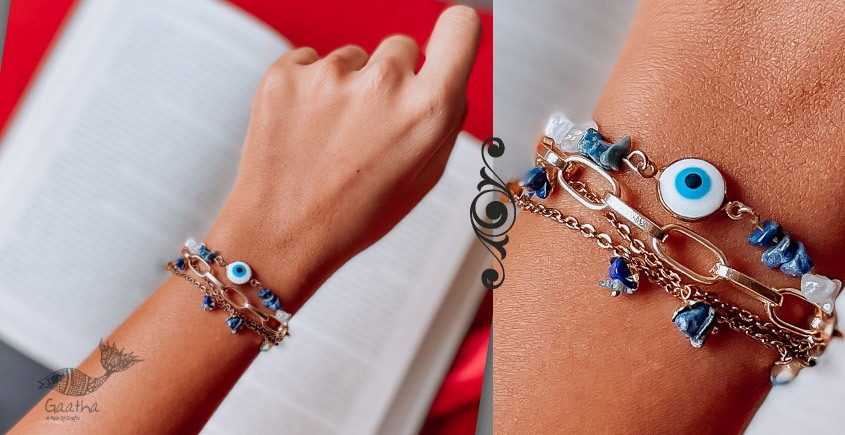 shop handmade Designer Semi Precious stone bracelet - Infinity Layer Evil Eye Bracelet