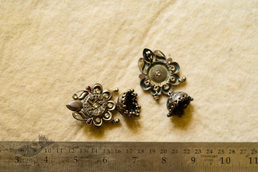 Buy antique finish Rajasthani Pure Silver jewelry Earring