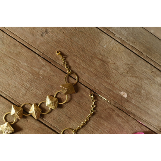 handmade Brass Dhokra Necklace - Diamond & Circle