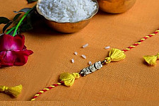 Dhokra Brass ❂ Handmade Yellow Rakhi 