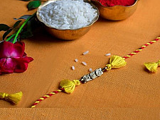 Dhokra Brass ❂ Handmade Yellow Rakhi 