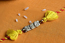 Dhokra Brass ❂ Handmade Yellow Rakhi 