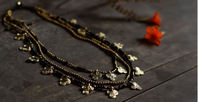 Prabha . प्रभा | Brass Dhokra Clubs Design Three Layered Necklace