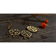 Prabha . प्रभा | Brass Dhokra Designer Three Circle Necklace