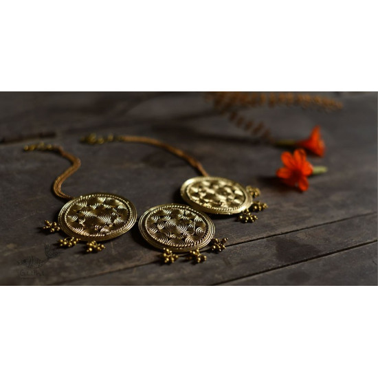 handmade dholra brass Designer Three Circle Necklace