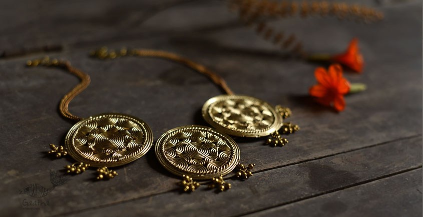 handmade dholra brass Designer Three Circle Necklace