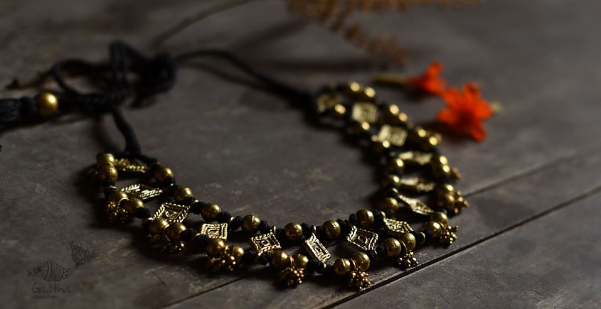 handmade dholra brass necklace  Diamond Design