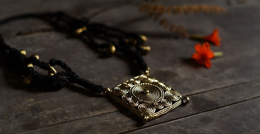 handmade dholra brass necklace Square