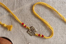 Dhokra Brass ❂ Handmade Haldi Yellow Rakhi 