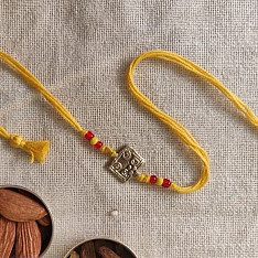 Dhokra Brass ❂ Handmade Haldi Yellow Rakhi 