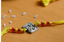 Dhokra Brass ❂ Handmade Haldi Yellow Rakhi 