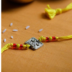 Dhokra Brass ❂ Handmade Haldi Yellow Rakhi 