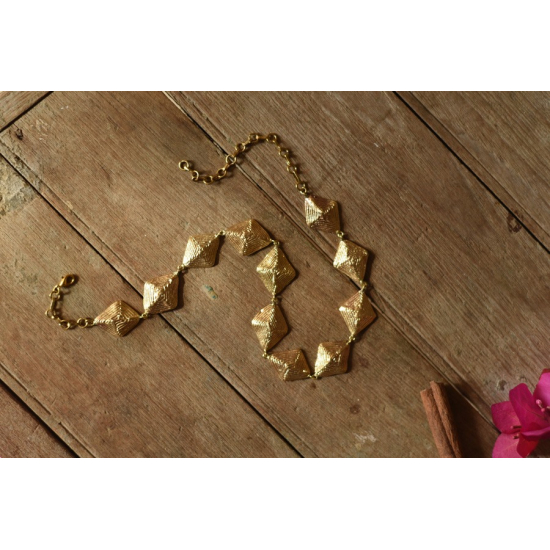 Brass Dhokra Diamond Design Choker / Necklace