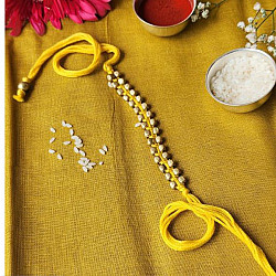 Dhokra Brass ❂ Handmade Rakhi - Yellow Thread