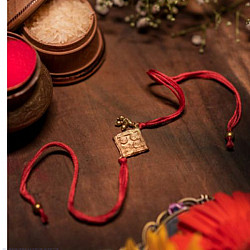 Dhokra Brass ❂ Handmade Rakhi - Lal Dhaga