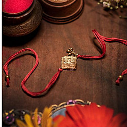 Dhokra Brass ❂ Handmade Rakhi - Lal Dhaga