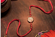 Dhokra Brass ❂ Handmade Red Rakhi