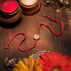 Dhokra Brass ❂ Handmade Red Rakhi