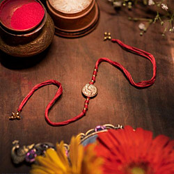 Dhokra Brass ❂ Handmade Red Rakhi