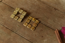 Prabha . प्रभा ❄ Handmade Brass Dhokra Square Stud Earring 