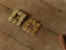 Prabha . प्रभा ❄ Handmade Brass Dhokra Square Stud Earring 