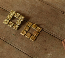 Prabha . प्रभा ❄ Handmade Brass Dhokra Square Stud Earring 