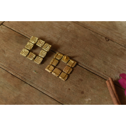 Prabha . प्रभा ❄ Handmade Brass Dhokra Square Stud Earring 