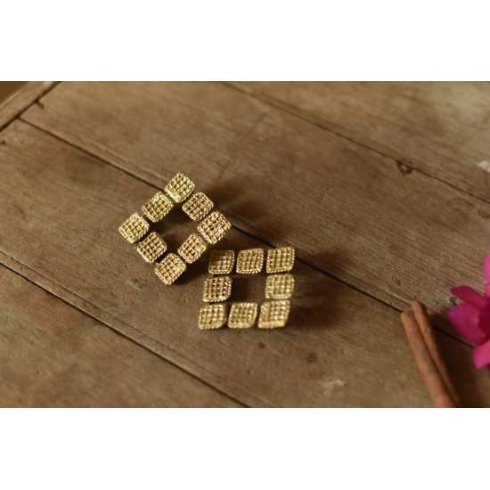 shop Handmade Brass Dhokra Square Stud Earring