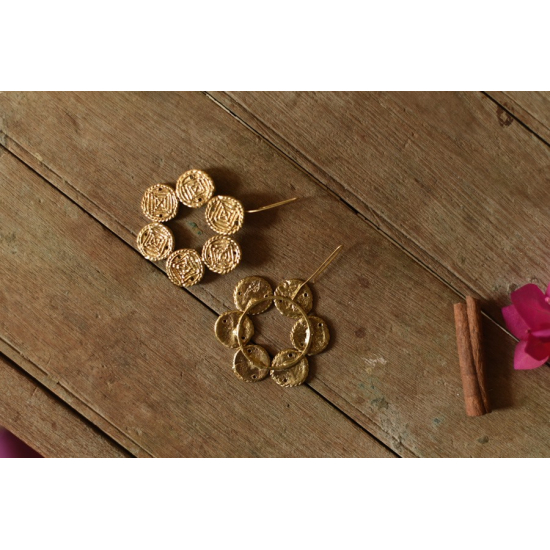 shop Brass Dhokra Square Round earring