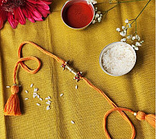 Dhokra Brass ❂ Handmade Rakhi - Pila Dhaga